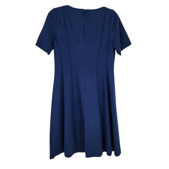 Lafayette 148 Blue Custom Tailored Short Sleeve Fit & Flare Dress Medium - Picture 6 of 6